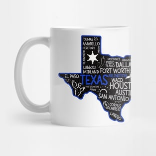 Arlington Texas cute map Houston San Antonio Dallas Austin Fort Worth El Paso Mug